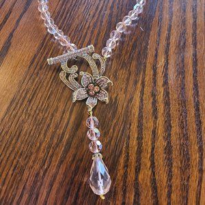 Pale pink crystal necklace